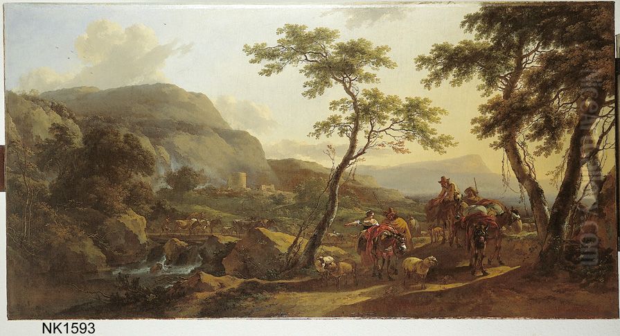 Italianiserend landschap Oil Painting by Nicolaes Pieterszoon Berchem