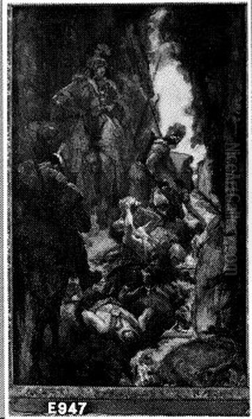 Scene uit een gevecht met Don Quichotte Oil Painting by Johannes Hendricus Jurres