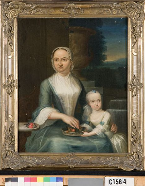 Double portrait of Johanna Margaretha Radeus (1709-1764) and her daughter Anna Herietta van Visvliet (?-1821) Oil Painting by Jan Palthe