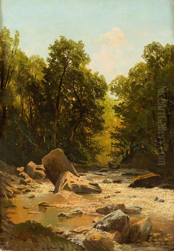Stream in the Forest Oil Painting by Ivan Shishkin