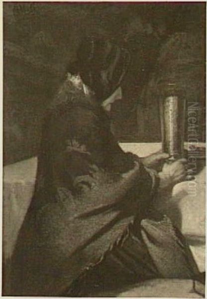 Oude vrouw Oil Painting by August Allebe