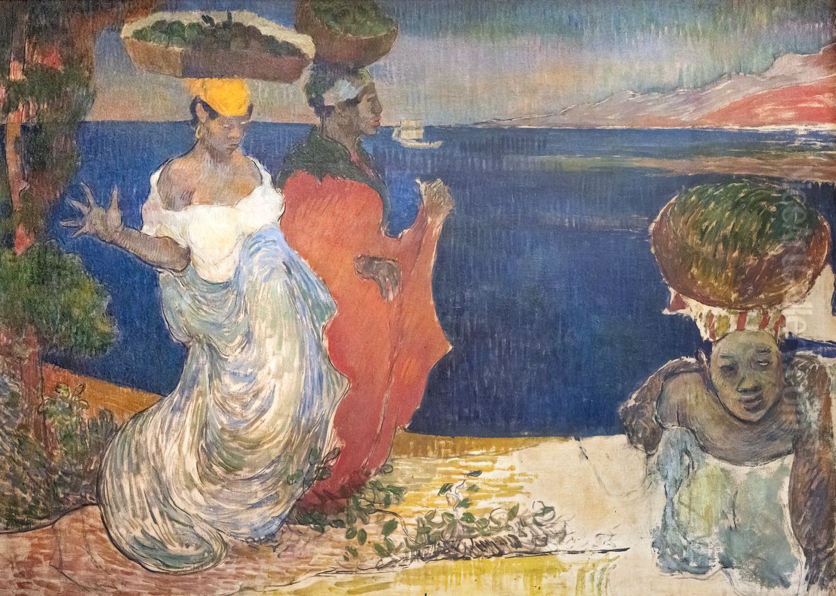 Women by the sea said MartiniqueFrancais:Femmes au bord de la mer dit La MartiniqueItaliano:Le donne del mare hanno detto Martinica Oil Painting by Charles Laval