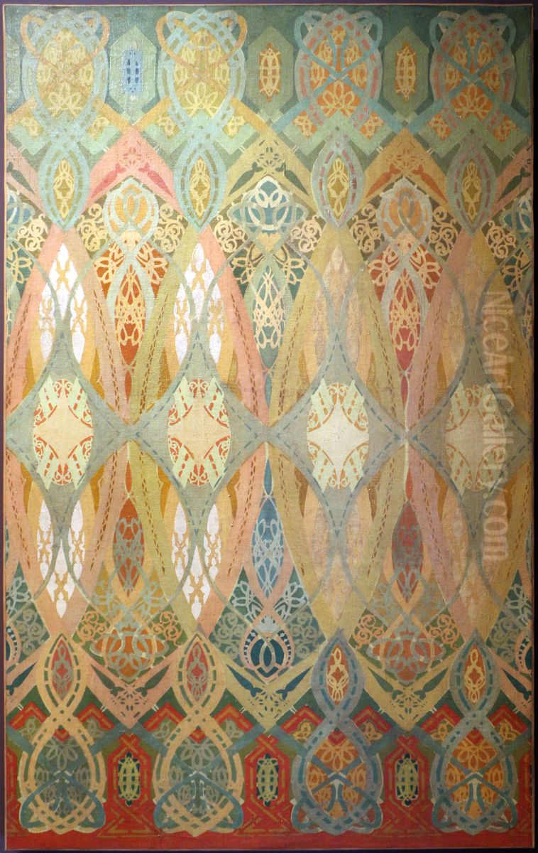 decoration painted fragment from the trading room of the chicago stock exchange Oil Painting by Louis Sullivan