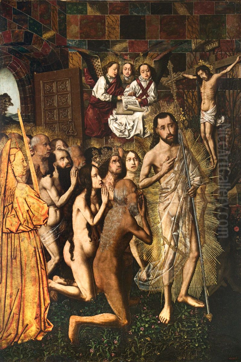 Crist guiant als patriarques al Paradis, taula de Bartolome Bermejo.
Es troba a l'institut Amatller d'Art Hispanic. En cessio al MNAC Oil Painting by Bartolome Bermejo