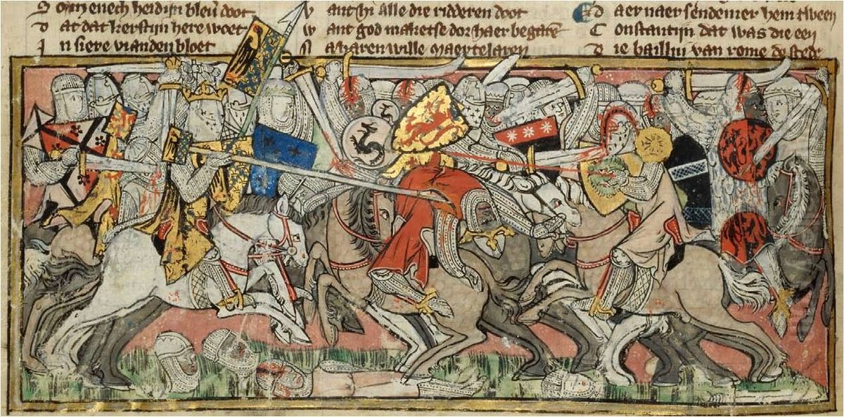 Charlemagne Killing a Moorish Leader Oil Painting by Jacob van Maerlant