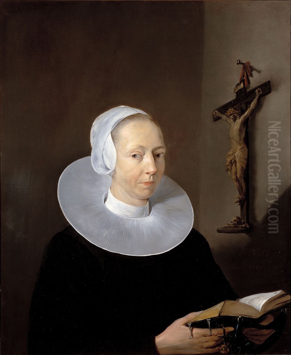 Portret van Berber Ruertsdr van Juckema (1610-1667) Oil Painting by Leendert Van Der Cooghen