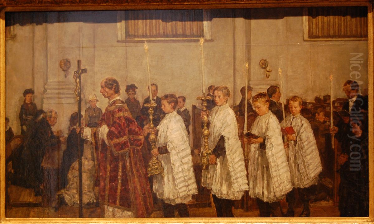 Procession in the Old-Catholic Church, The Hague Oil Painting by Isaac Lazarus Israels