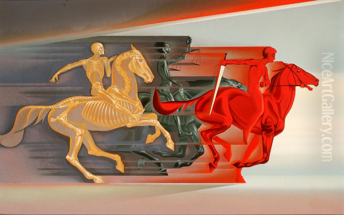 Drie apocalyptische ruiters Oil Painting by Willem Adolfs