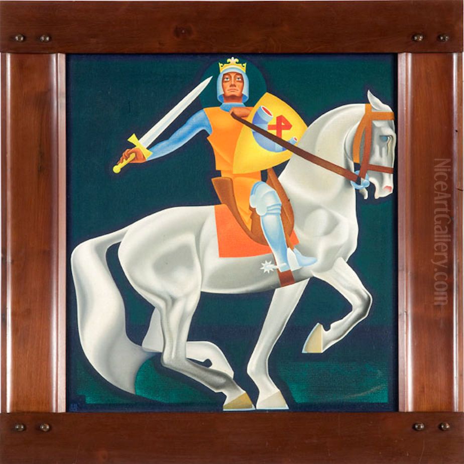 Willem van Aquitanie als ridder te paard Oil Painting by Willem Adolfs