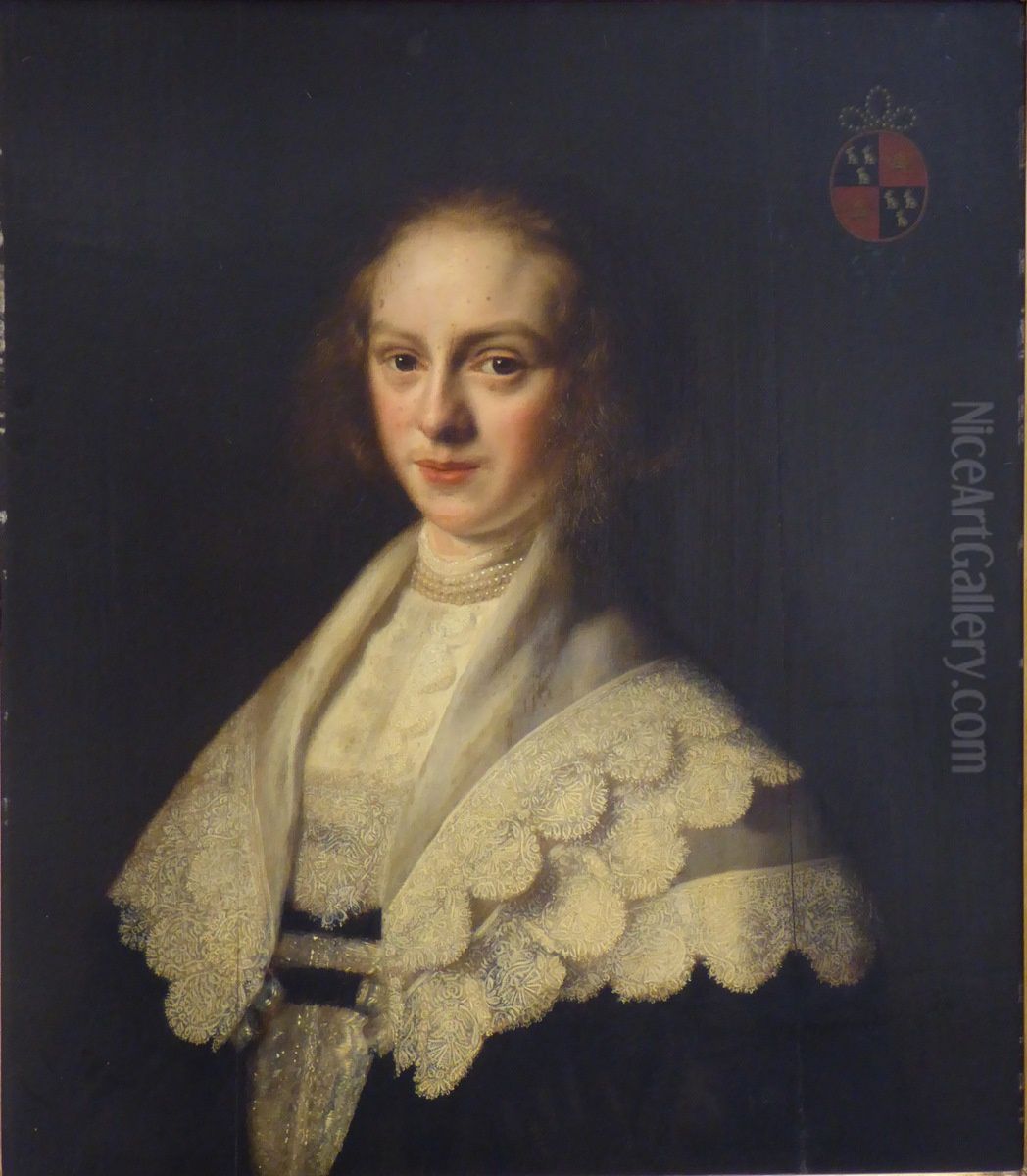 Portrait of Anna van Waesdorp, wife of Dirck Diert Oil Painting by Abraham de Vries