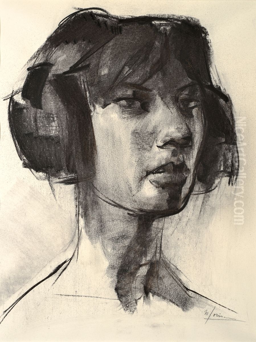 Portret van een jonge vrouw Oil Painting by Willy Gorissen