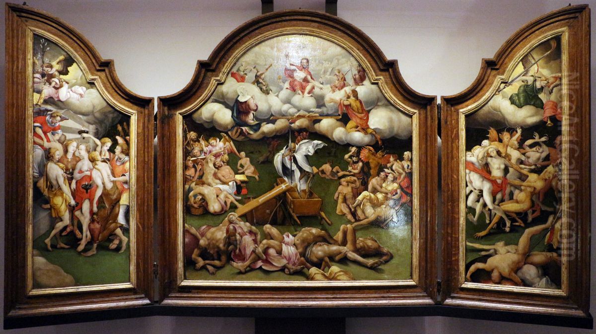 Triptych of the Last Judgement and the Triumph of Death Oil Painting by Hermann Tom Ring
