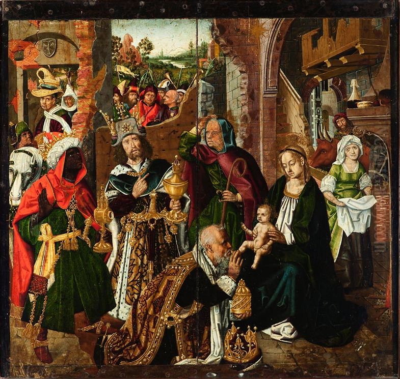 Epifania, per Bartolome Bermejo, ca. 1490 (Granada, Capilla Real) Oil Painting by Bartolome Bermejo