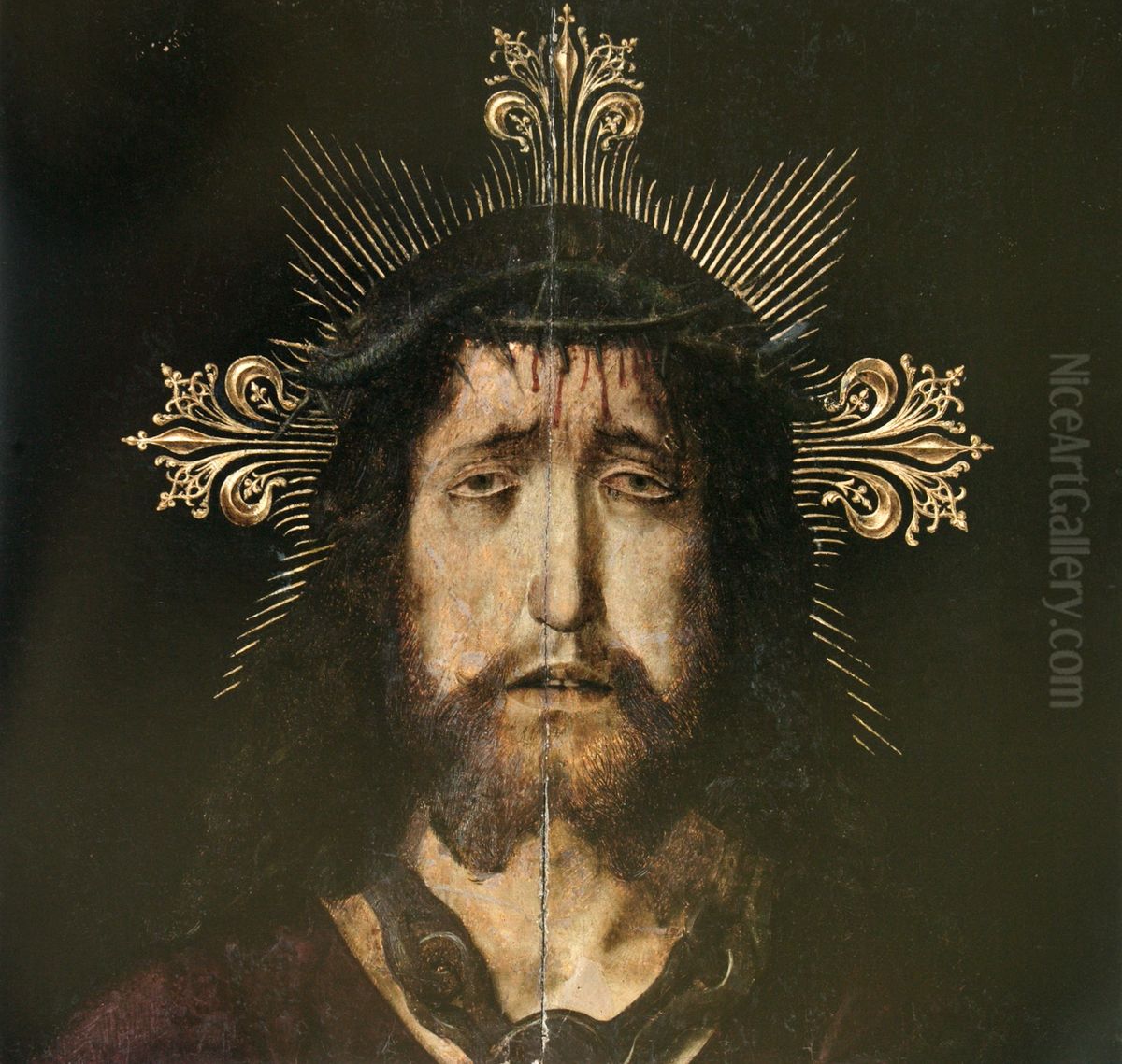 Imatge d'una Santa Fac de Jesus, per Bartolome Bermejo, ca. 1490 (Granada, Capilla Real) Oil Painting by Bartolome Bermejoand workshop