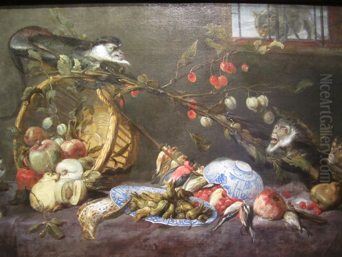 Still Life with Fighting Monkeys Oil Painting by Frans Snyders