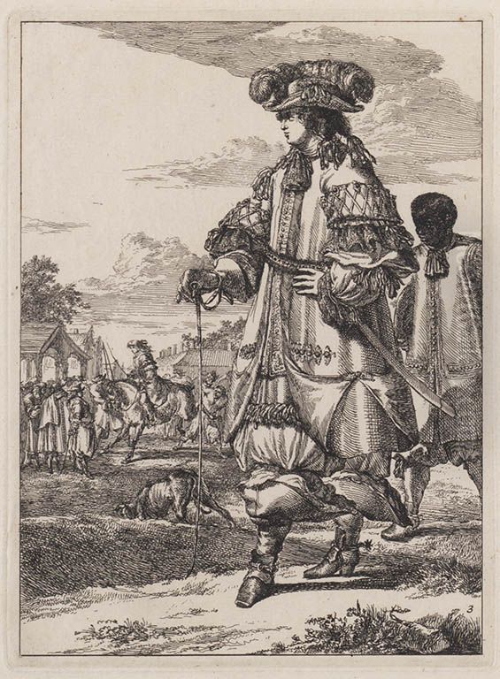 Figures a la mode, Captain with African Servant Oil Painting by Romeyn de Hooghe