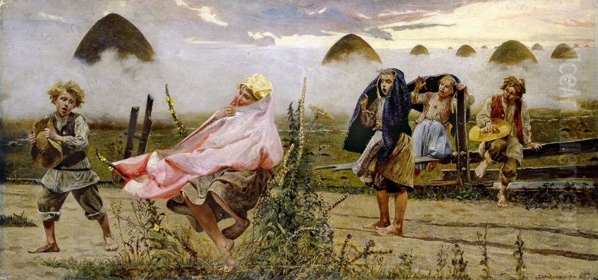Boginka w dziewannach (cykl Rusalki) Oil Painting by Jacek Malczewski
