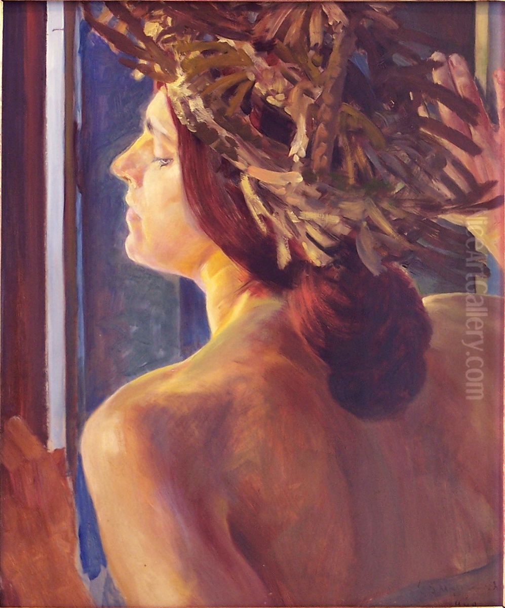 Studium kobiety przy oknie Oil Painting by Jacek Malczewski