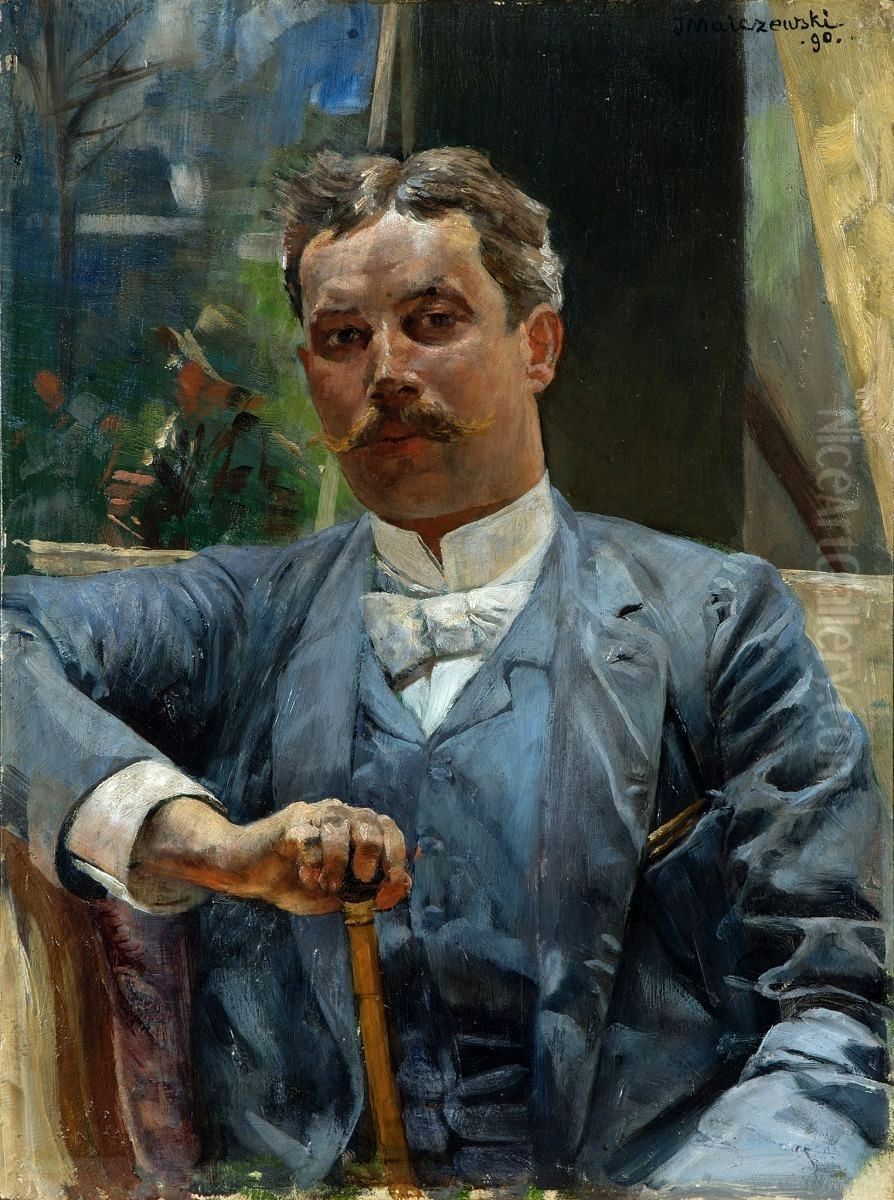 Portret Sobieslawa Bystrzynskiego, artysty Teatru Slowackiego w Krakowie Oil Painting by Jacek Malczewski