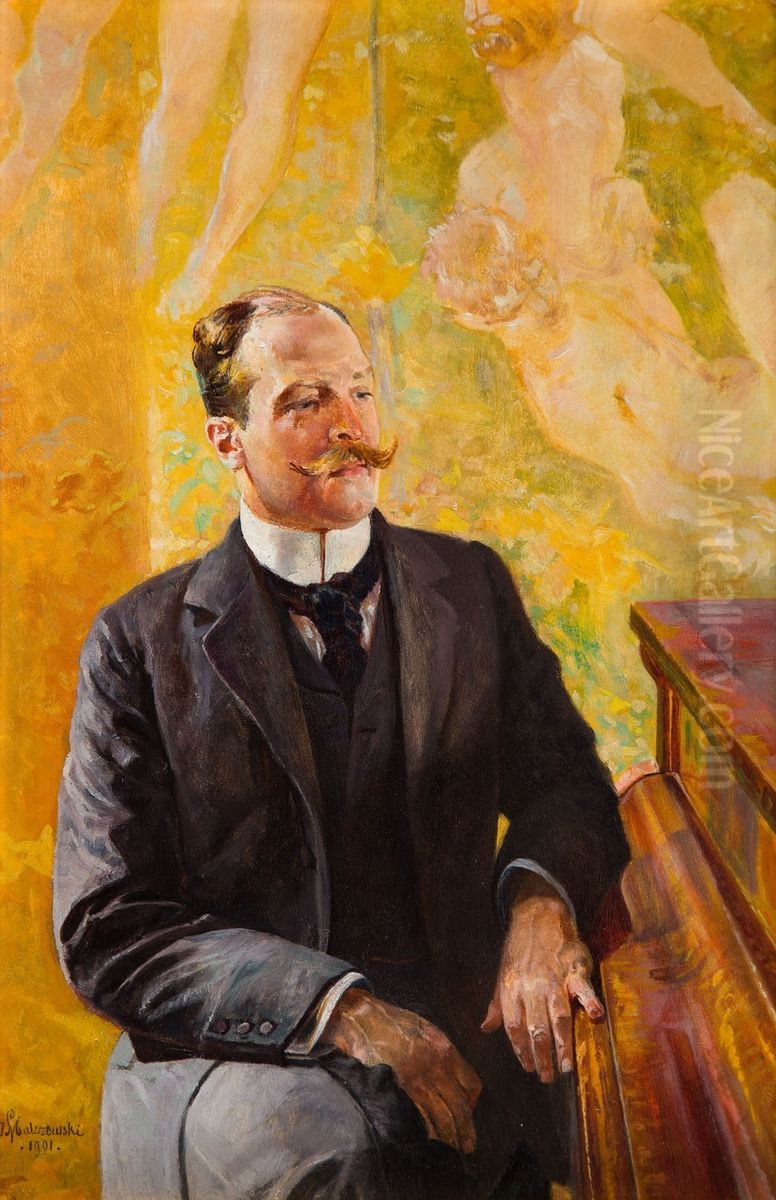 Portret mezczyzny przy pianinie  (Tadeusz Blotnicki?) Oil Painting by Jacek Malczewski