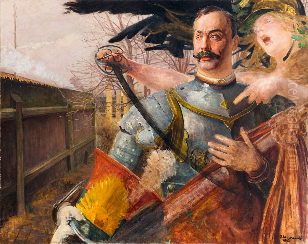 Portret Wojciecha Kossaka z Bellona Oil Painting by Jacek Malczewski
