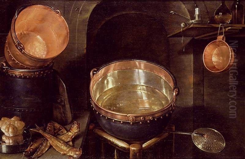 Still Life of Kitchen Utensils Oil Painting by Cornelis Jacobsz Delff
