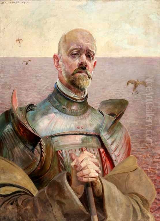 Self-portrait in an armour. Oil Painting by Jacek Malczewski