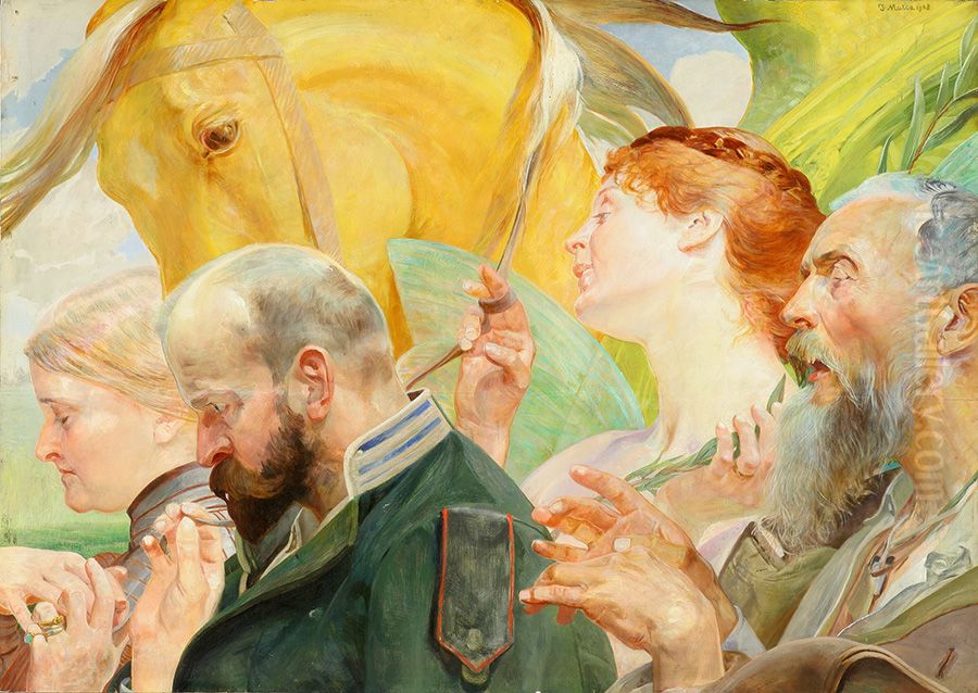 Art. (Triptych Law, Country, Art). Oil Painting by Jacek Malczewski