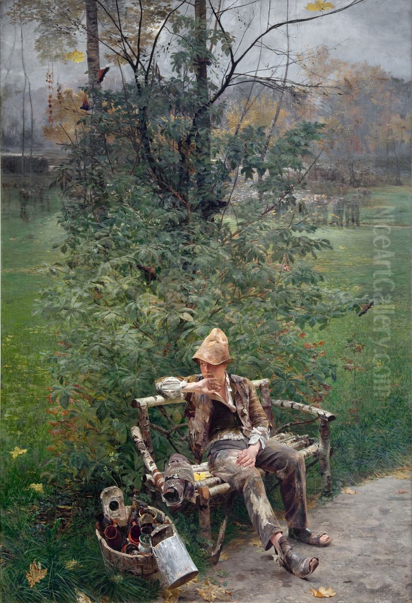 A Painter's Apprentice Oil Painting by Jacek Malczewski