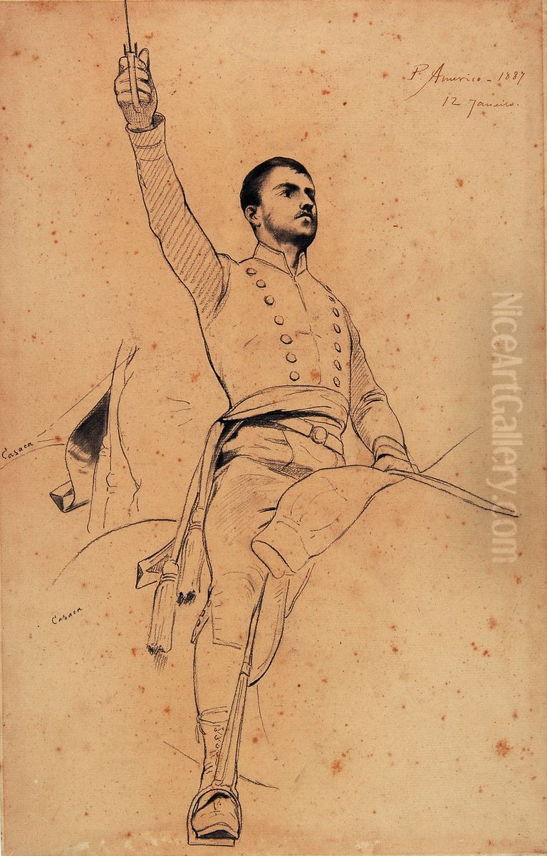 Homem a Cavalo - Estudo 3/6 Oil Painting by Pedro Americo