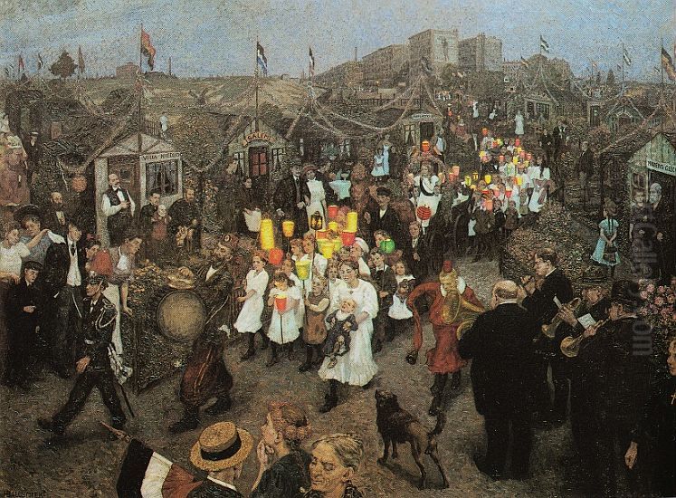 Summer party in the allotments Oil Painting by Hans Baluschek