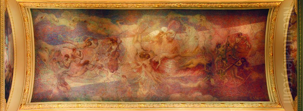 A Musica - Painel Central do Foyer do Theatro Municipal do Rio de Janeiro Oil Painting by Eliseu Visconti