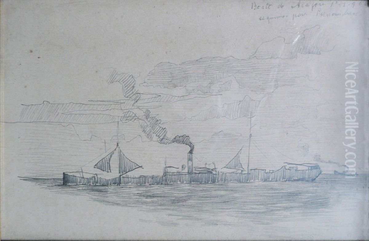 A bordo do vapor Aragon Oil Painting by Eliseu Visconti