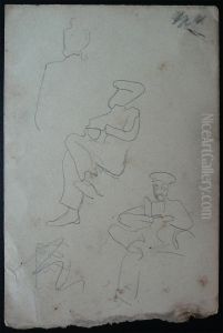 Figuras sentadas a bordo - Desmembrado de um caderno de anotacoes - verso da obra D907