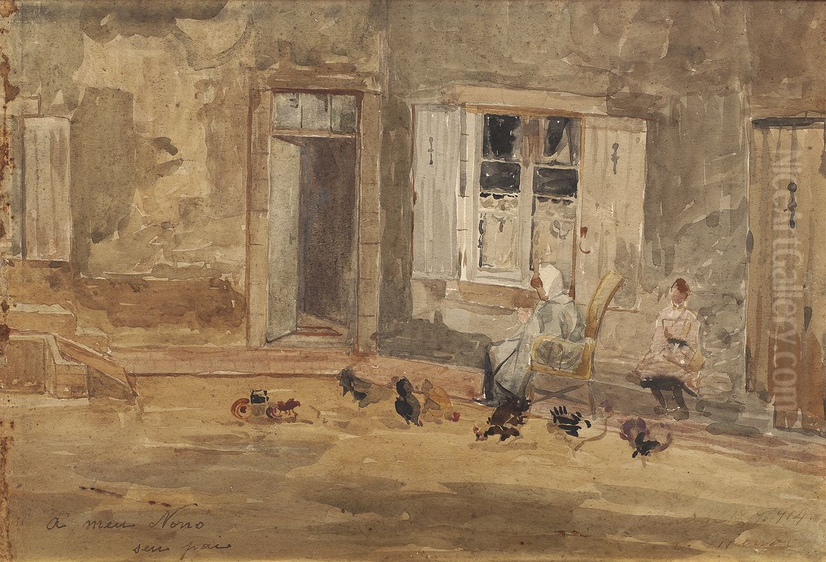 Figuras e galinhas Oil Painting by Eliseu Visconti