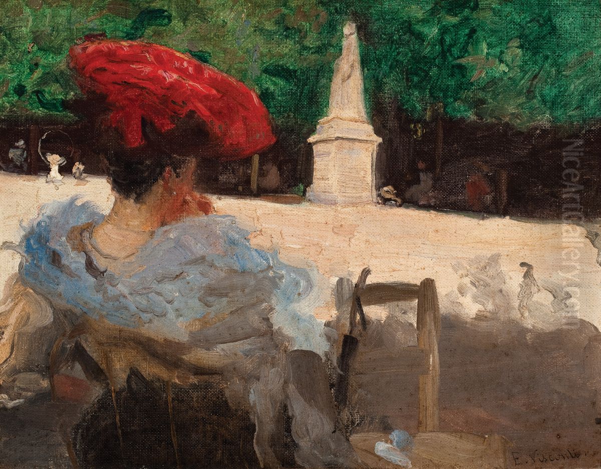 Jardim do Luxemburgo Oil Painting by Eliseu Visconti