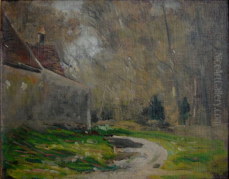 Rue de la Haie aux Vaches, Saint Hubert - Foret de Rambouillet Oil Painting by Eliseu Visconti