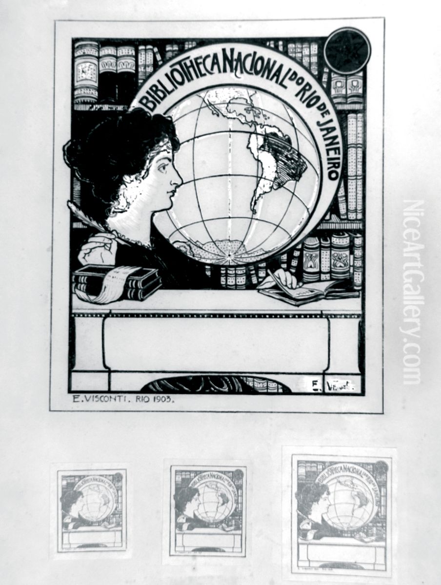 Ex-libris da Biblioteca Nacional Oil Painting by Eliseu Visconti