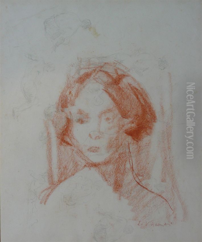 Rosto feminino Oil Painting by Eliseu Visconti