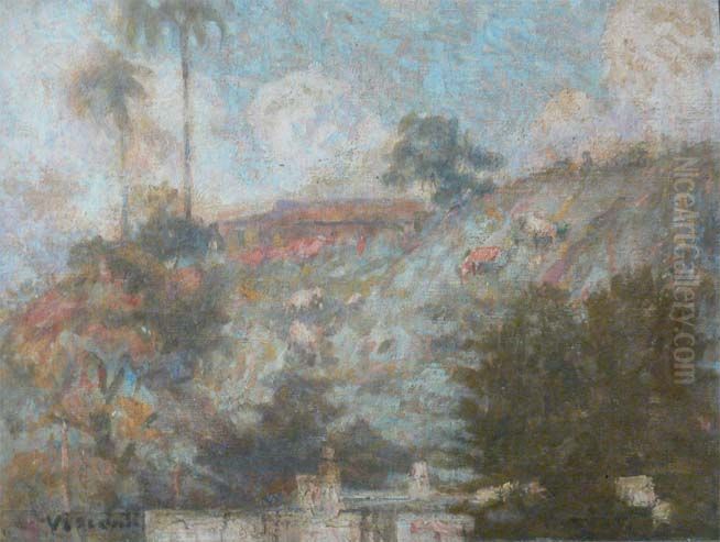 Morro de Santo Antonio com palmeiras Oil Painting by Eliseu Visconti