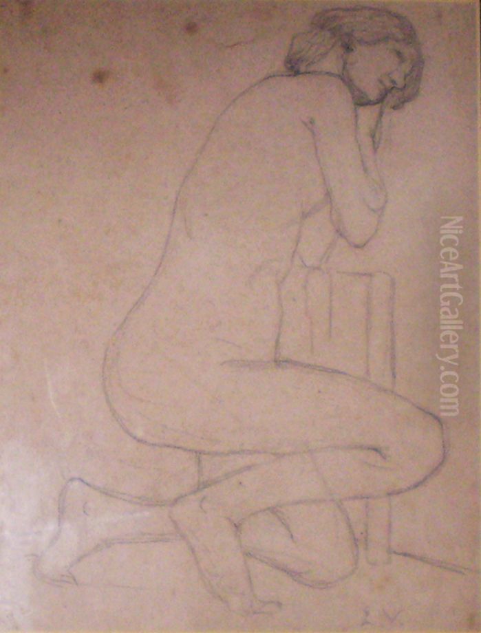Nu feminino ajoelhado Oil Painting by Eliseu Visconti