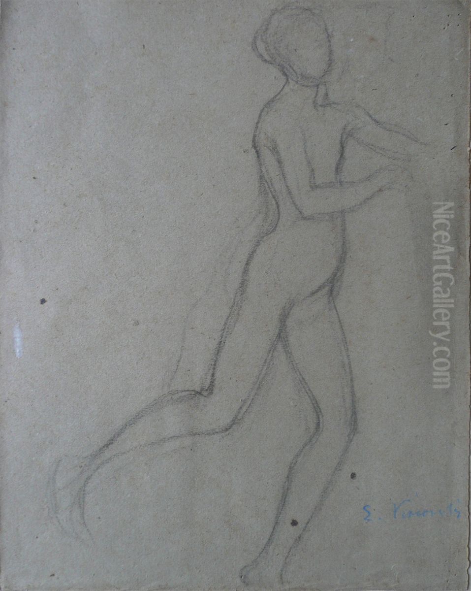 Nu feminino em movimento Oil Painting by Eliseu Visconti