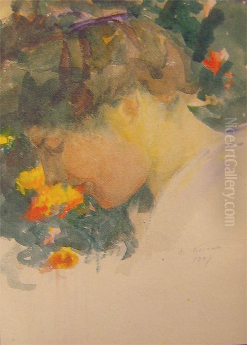 Perfil de Louise Oil Painting by Eliseu Visconti