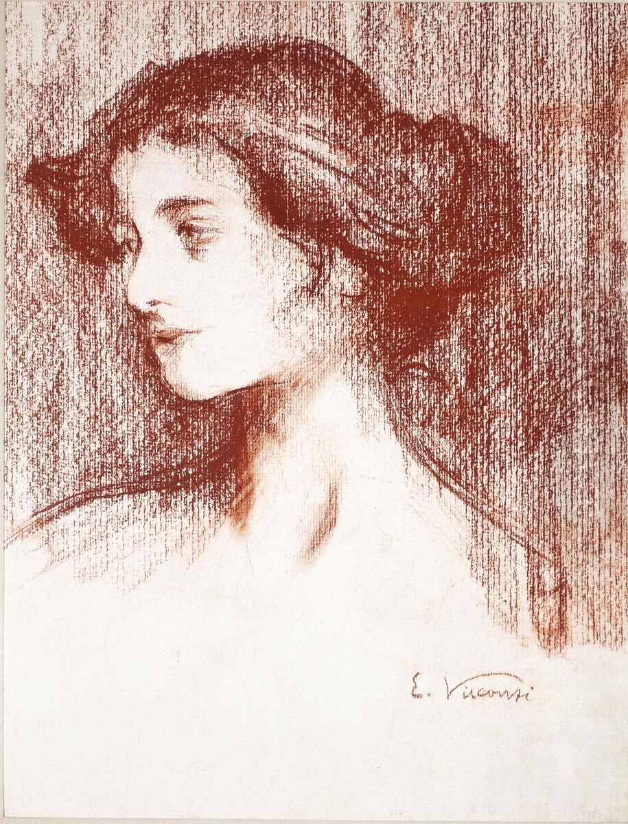 Perfil feminino Oil Painting by Eliseu Visconti