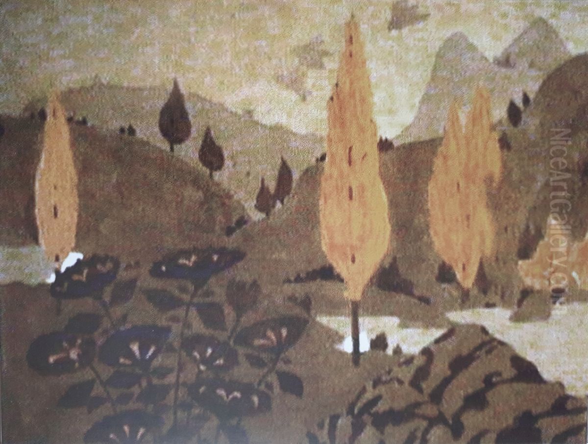 Paisagem - Estudo para marchetaria Oil Painting by Eliseu Visconti