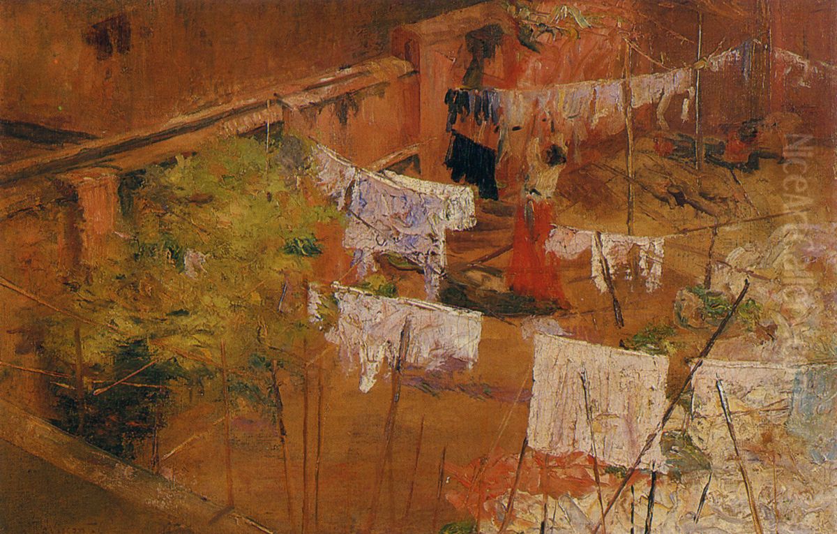 Estendendo roupa Oil Painting by Eliseu Visconti