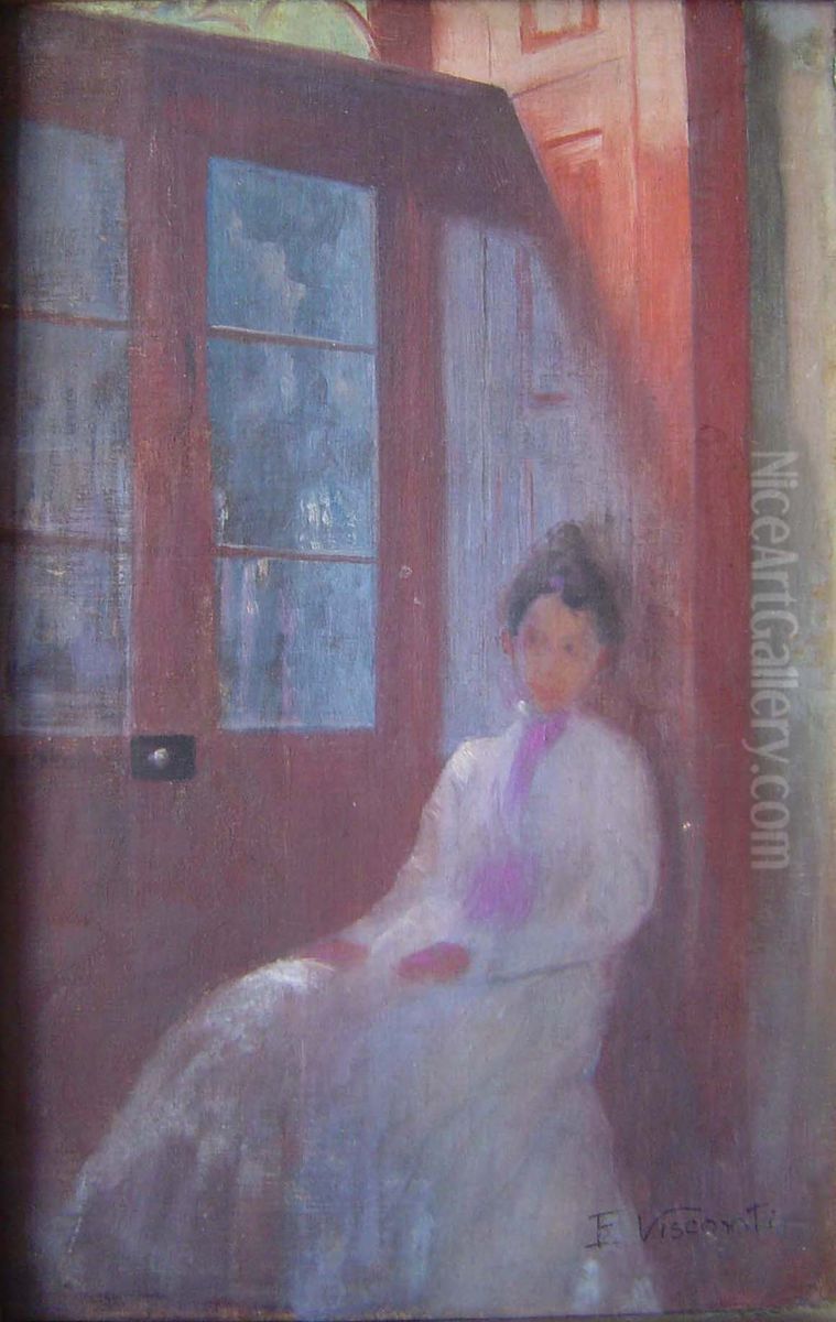 Moca na porta Oil Painting by Eliseu Visconti