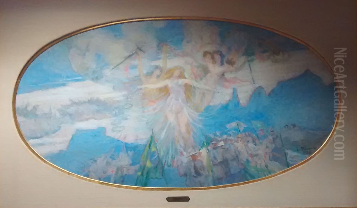 O Brasil liderando a America Oil Painting by Eliseu Visconti