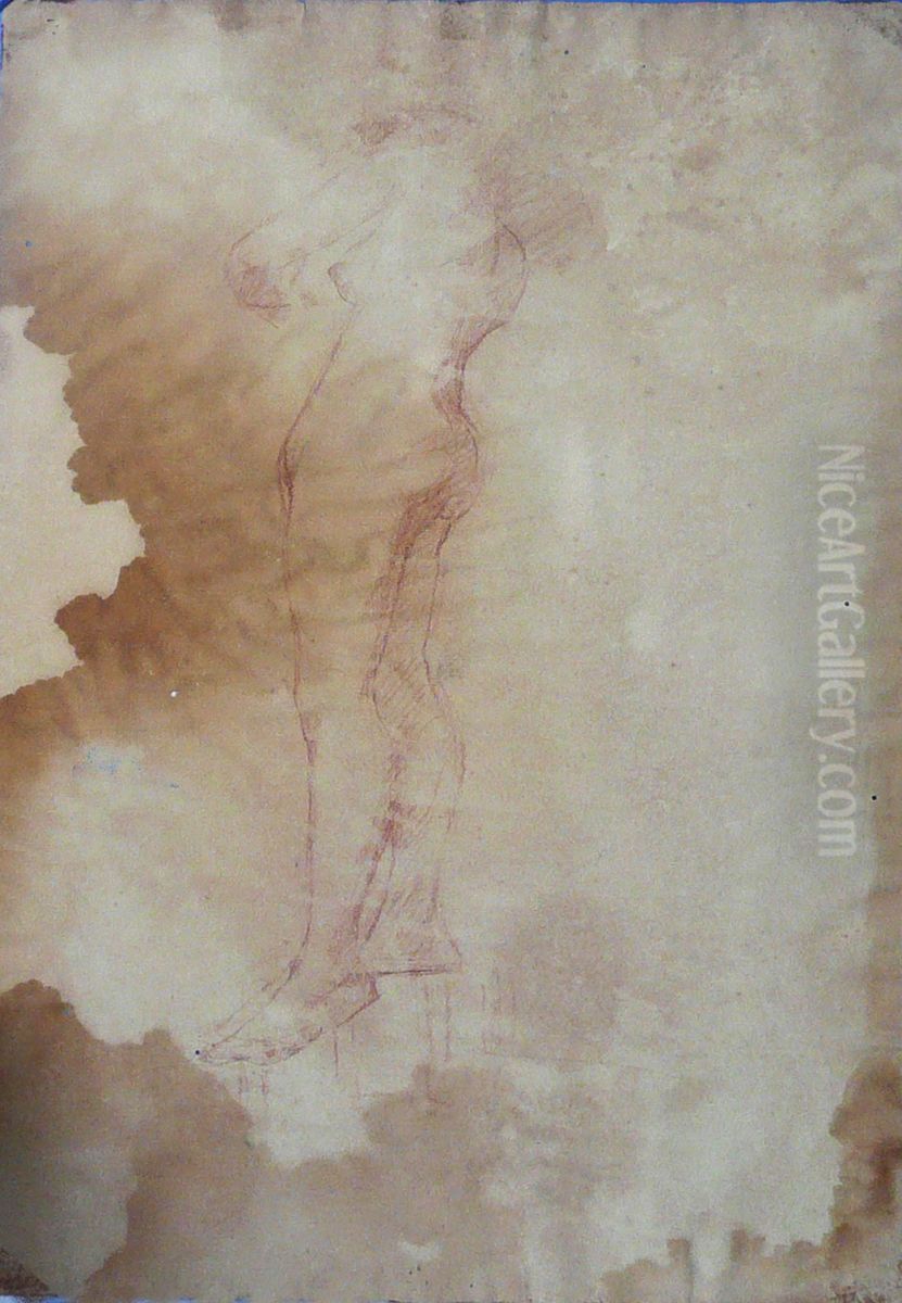 Nu feminino - verso da obra D478 Oil Painting by Eliseu Visconti
