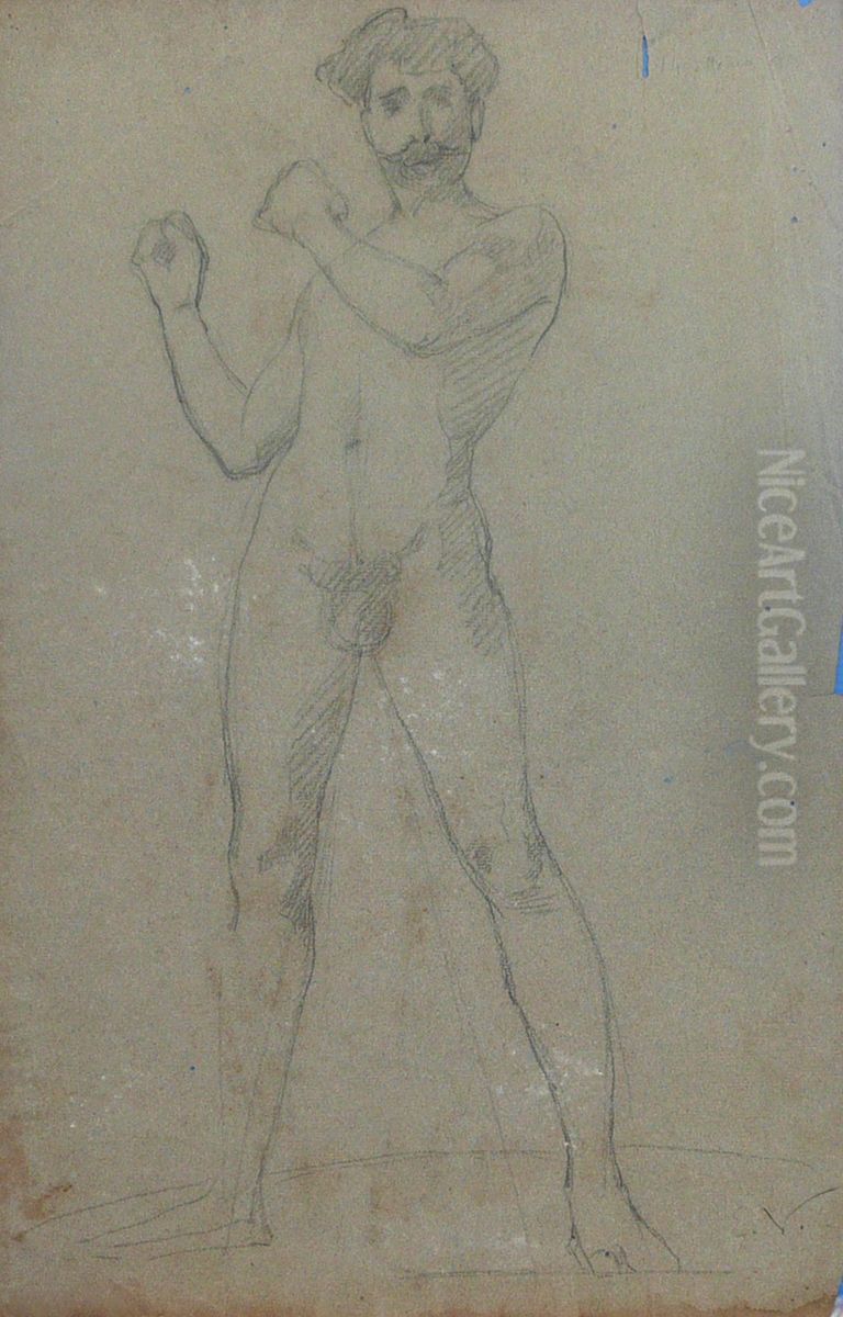 Nu masculino de punhos cerrados Oil Painting by Eliseu Visconti